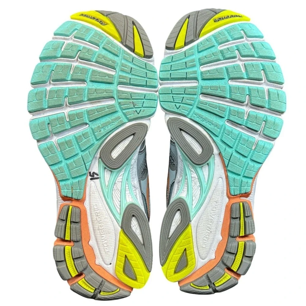 Saucony Guide 7 PowerGrid Women's Running Shoes Size 7 Gray Orange Teal - Picture 5 of 9